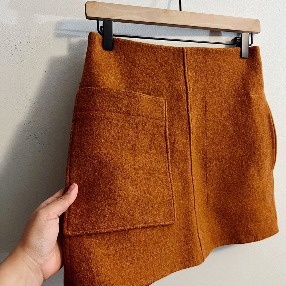 COS Rust Orange Wool Mini Skirt with Patch Pocket - Picture 2 of 8